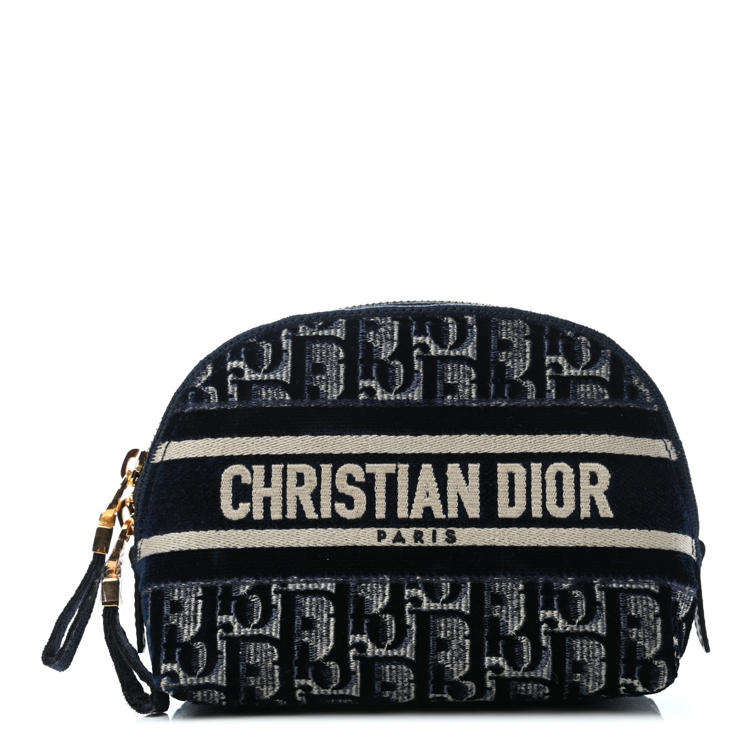 Christian Dior Velvet Oblique Cosmetic Pouch Blue 1 of 7