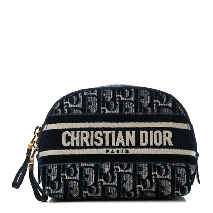 Christian Dior Velvet Oblique Cosmetic Pouch Blue 1 of 7