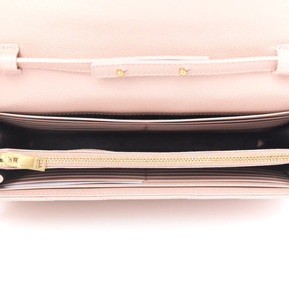 Saint Laurent Grain De Poudre Matelasse Chevron Monogram Chain Wallet Pale Pink 5 of 9