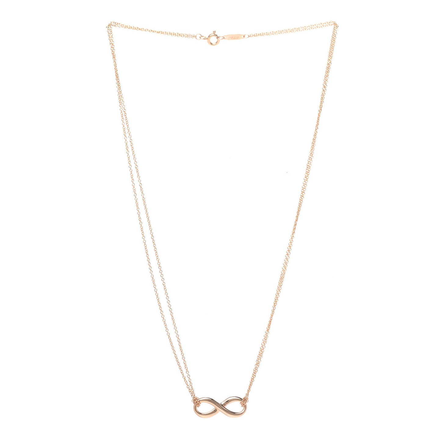 18K Rose Gold Infinity Double Chain Pendant Necklace