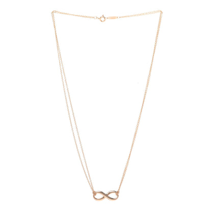 Tiffany 18K Rose Gold Infinity Double Chain Pendant Necklace 3 of 7