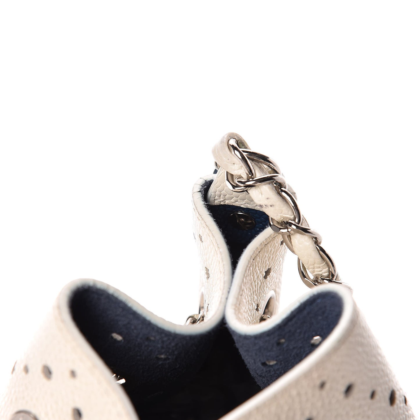 Caviar Perforated Drawstring CC Bag White