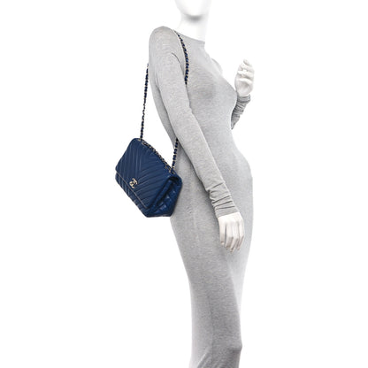 Chanel Lambskin Surpique Chevron Medium Single Flap Blue 2 of 12