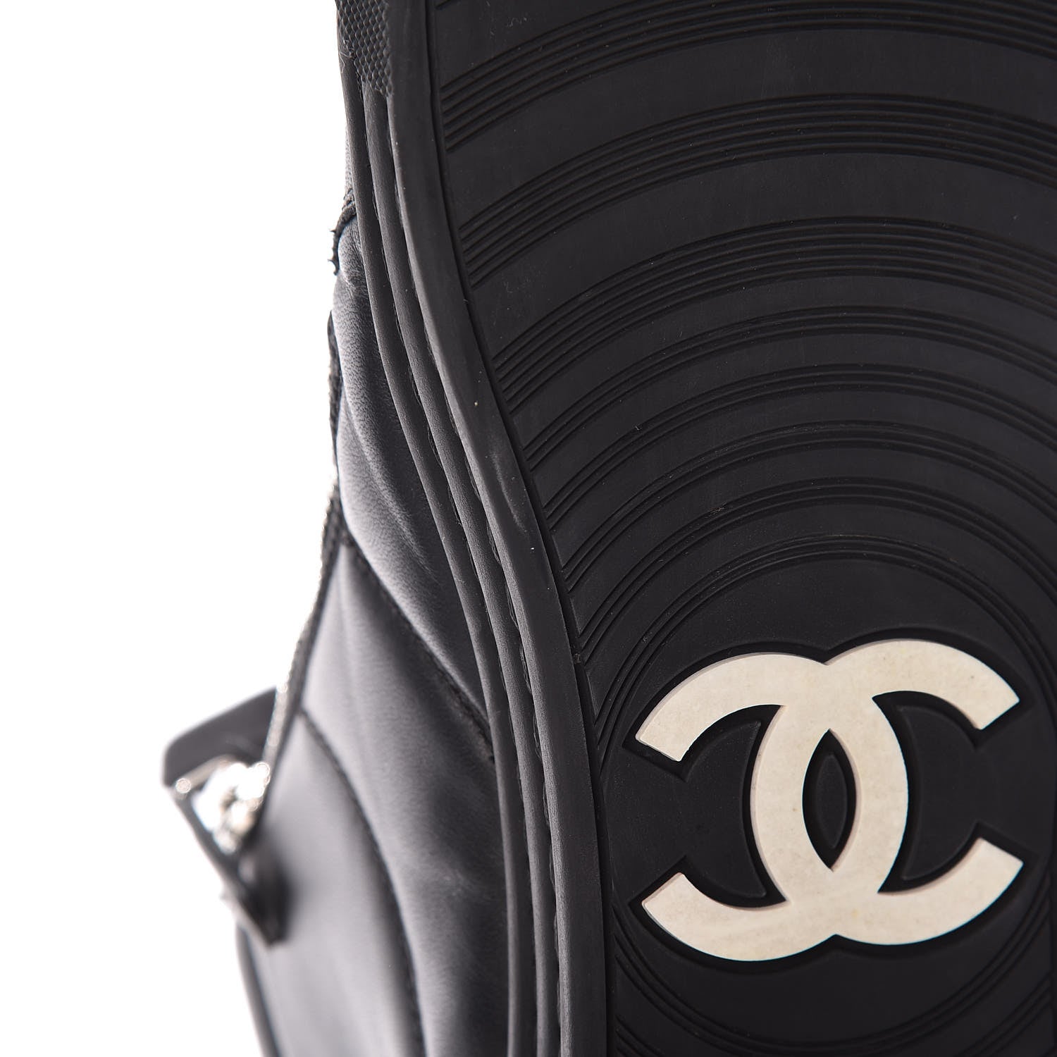 Chanel Calfskin Pearl High Top CC Sneakers 36 Black 12 of 16