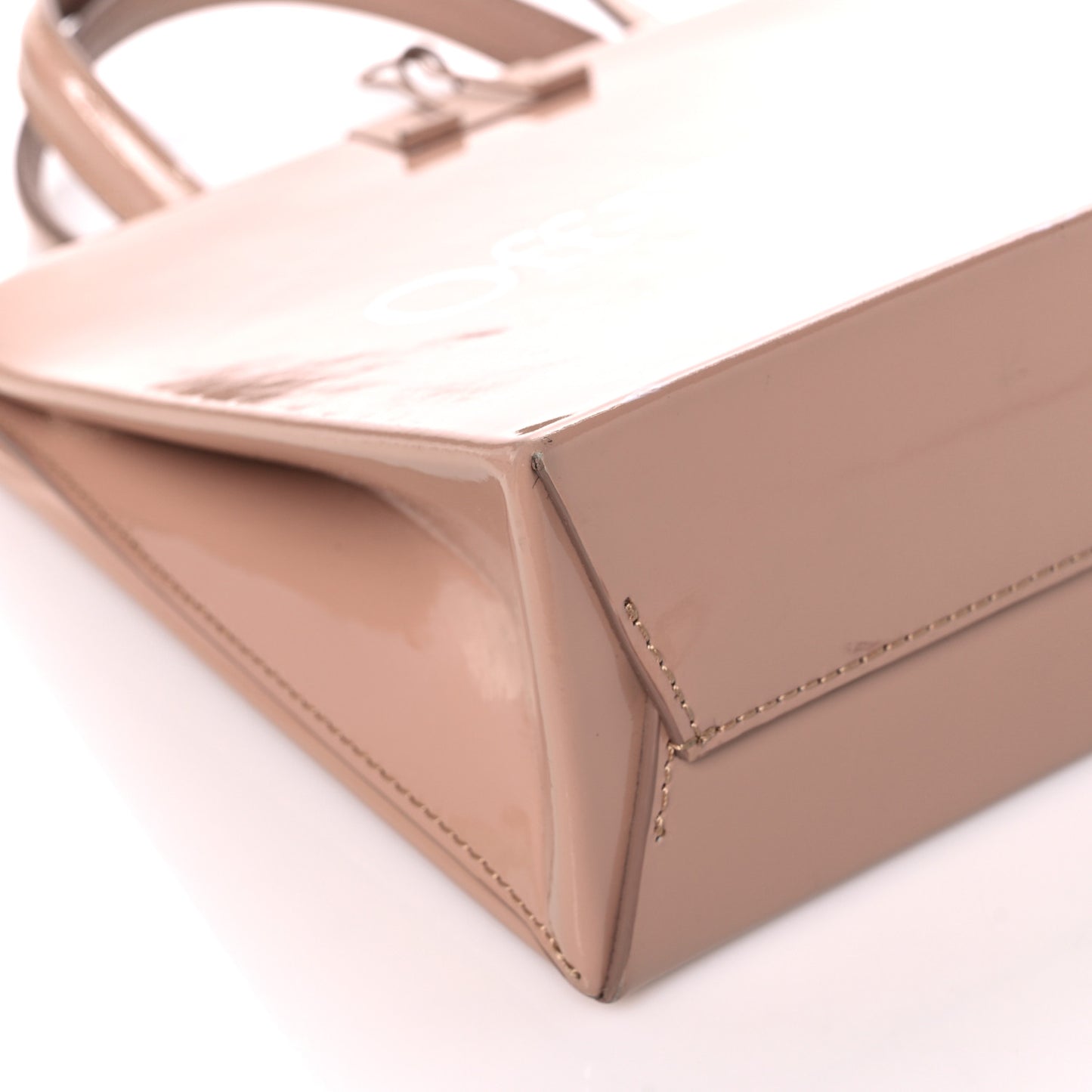 Patent Mini Box Bag Nude Beige