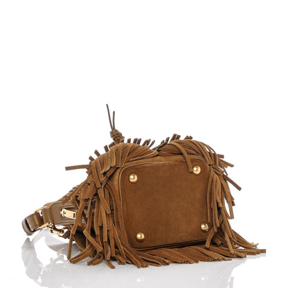Saint Laurent Suede Calfskin Small Emmanuelle Fringe Bucket Bag Light Ocre 4 of 7