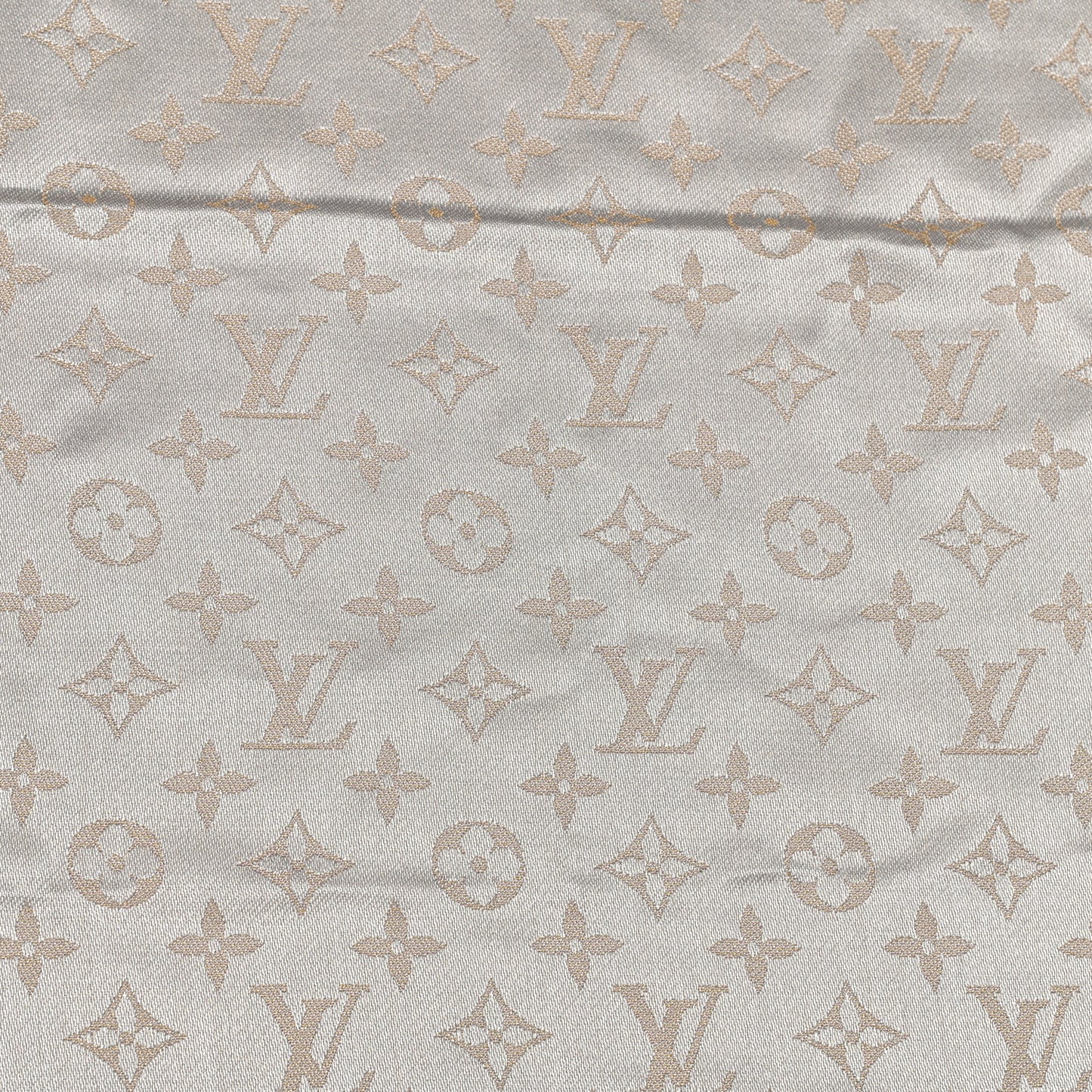 Silk Lurex Wool Monogram Shine Shawl Greige