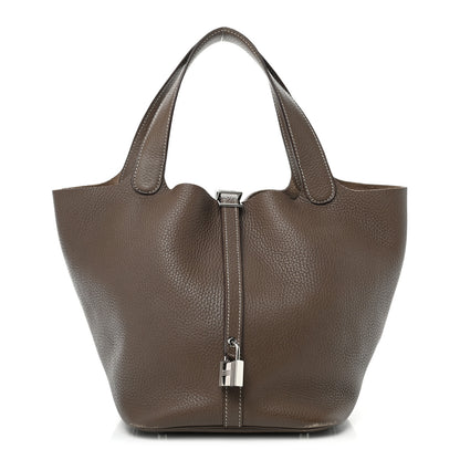 Hermes Taurillon Clemence Picotin Lock 22 MM Etoupe 1 of 12