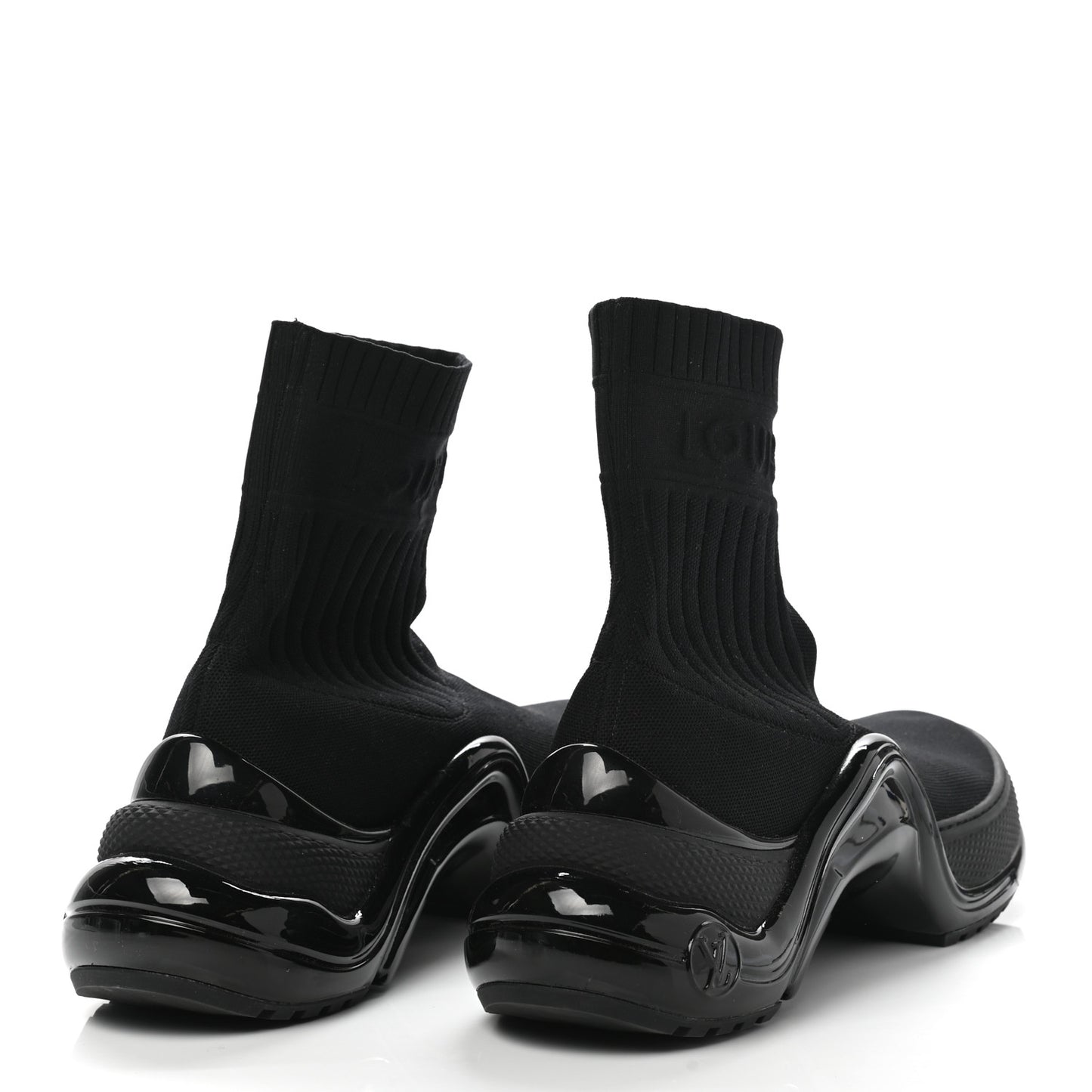 Stretch Textile Patent LV Archlight Sneaker Boots 41 Black