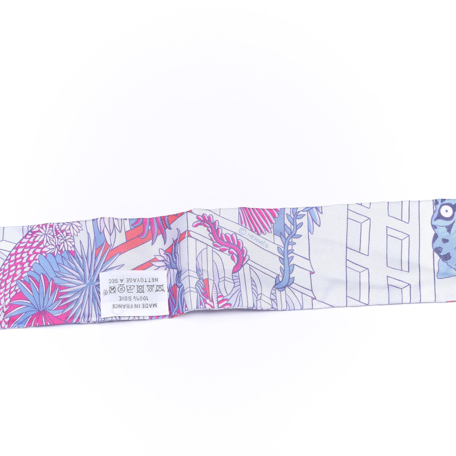 Hermes Silk Animapolis Plumetis Twilly Ciel Rose Vif Bleu 3 of 4