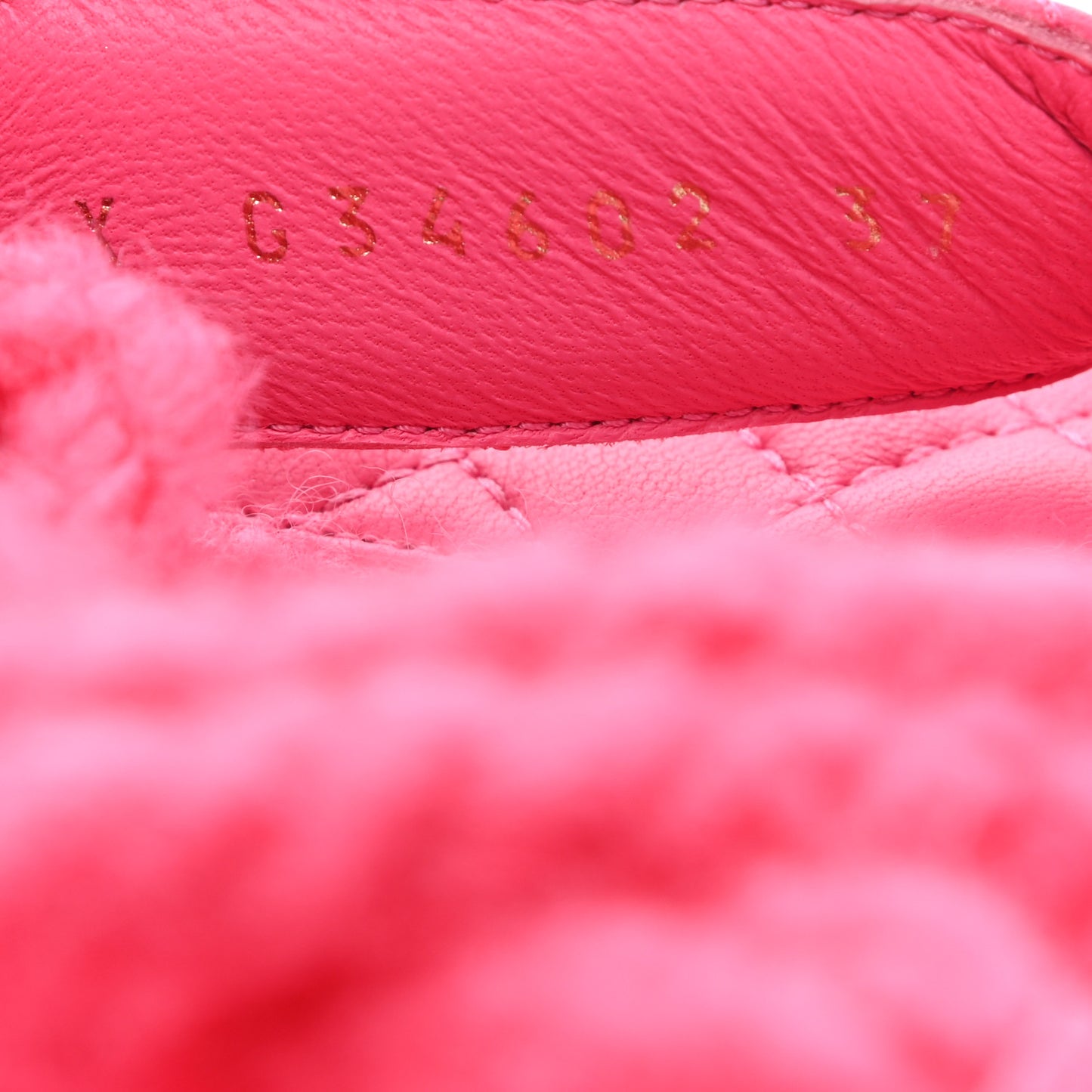Cord Lambskin Quilted Logo Sandals 37 Pink