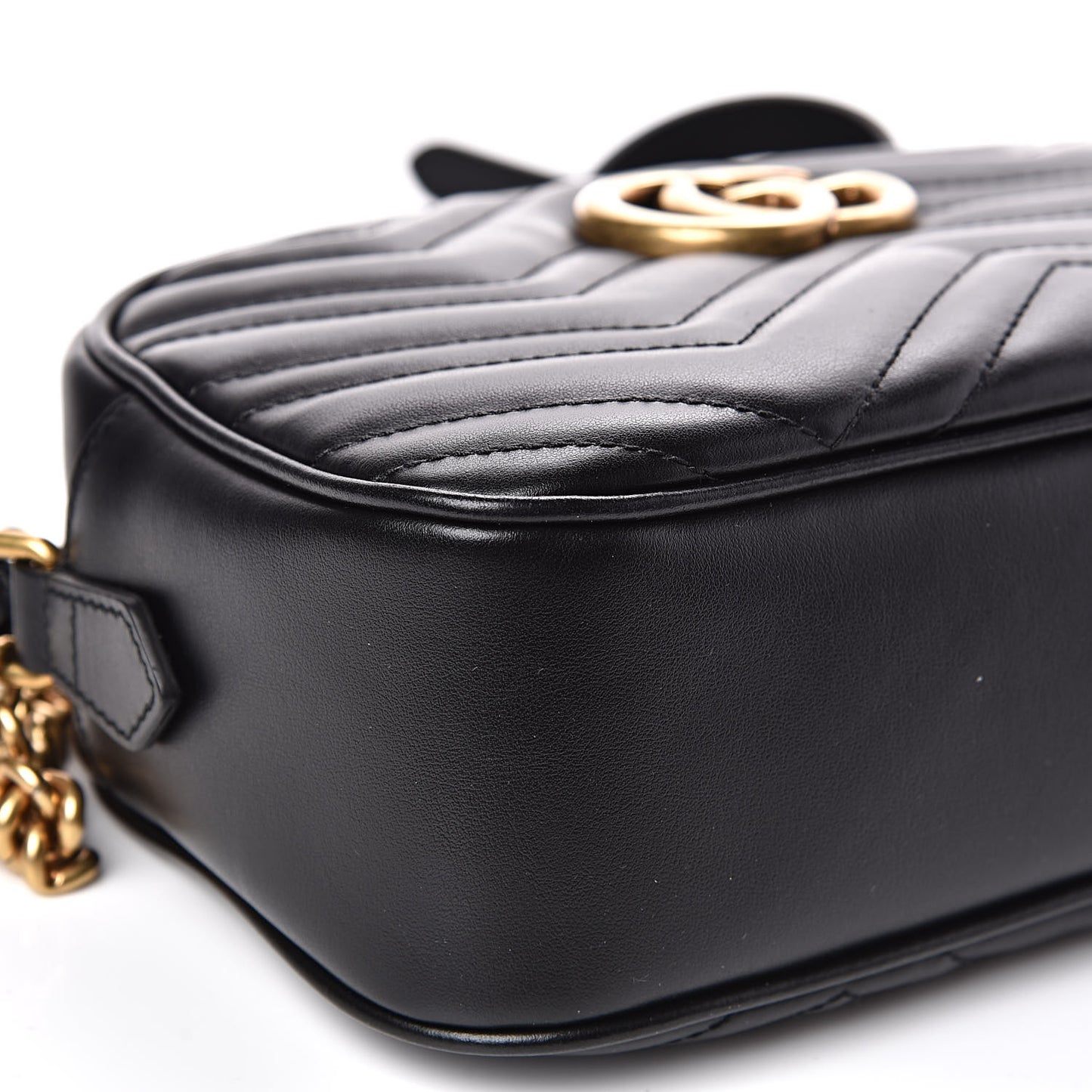 Calfskin Matelasse Small GG Marmont Chain Shoulder Bag Black