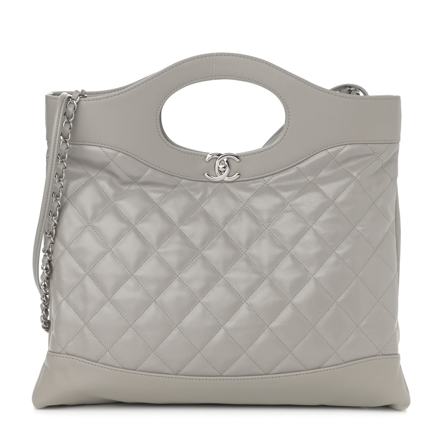 Lambskin Quilted Large 31 Shopping Bag Grey