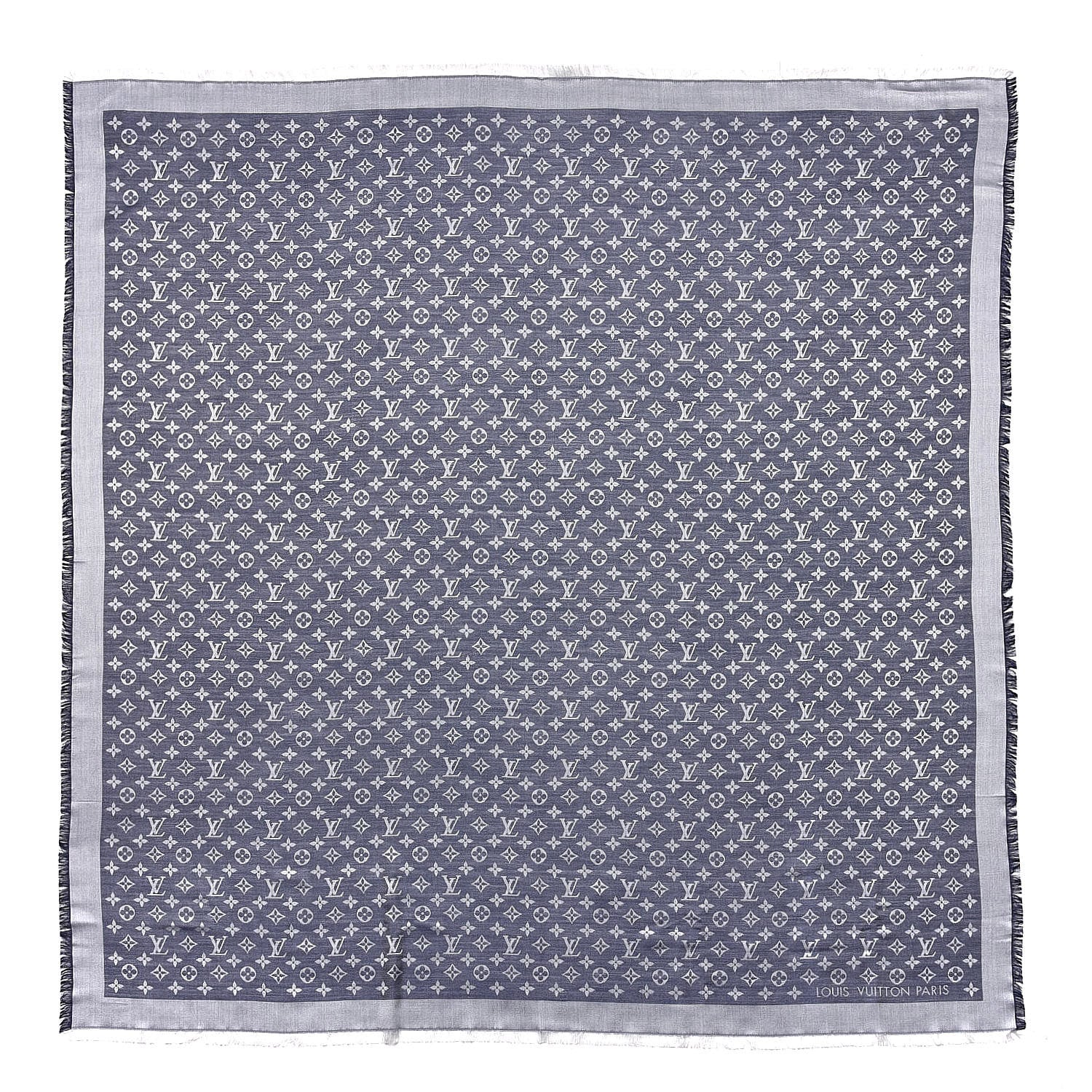 Louis Vuitton Wool Silk Monogram Denim Shawl Blue 1 of 7