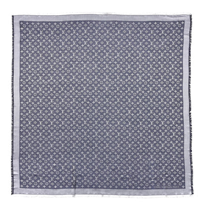 Louis Vuitton Wool Silk Monogram Denim Shawl Blue 1 of 7