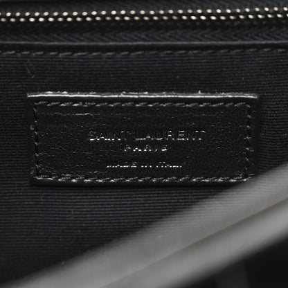 Saint Laurent Patent Crocodile Embossed Lambskin Monogram Medium Niki Chain Satchel Black 6 of 10
