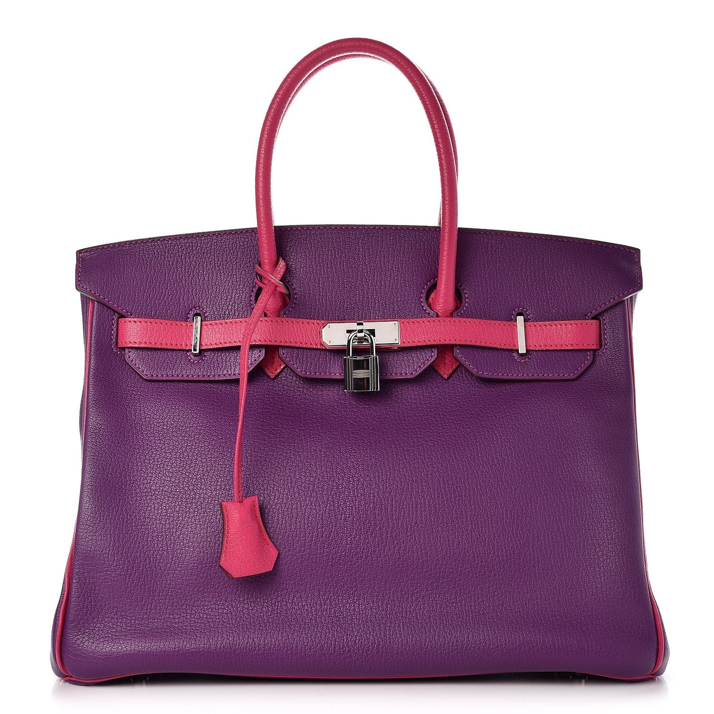 Chevre Mangalore Bi-Color Horseshoe Birkin 35 Ultraviolet Rose Tyrien