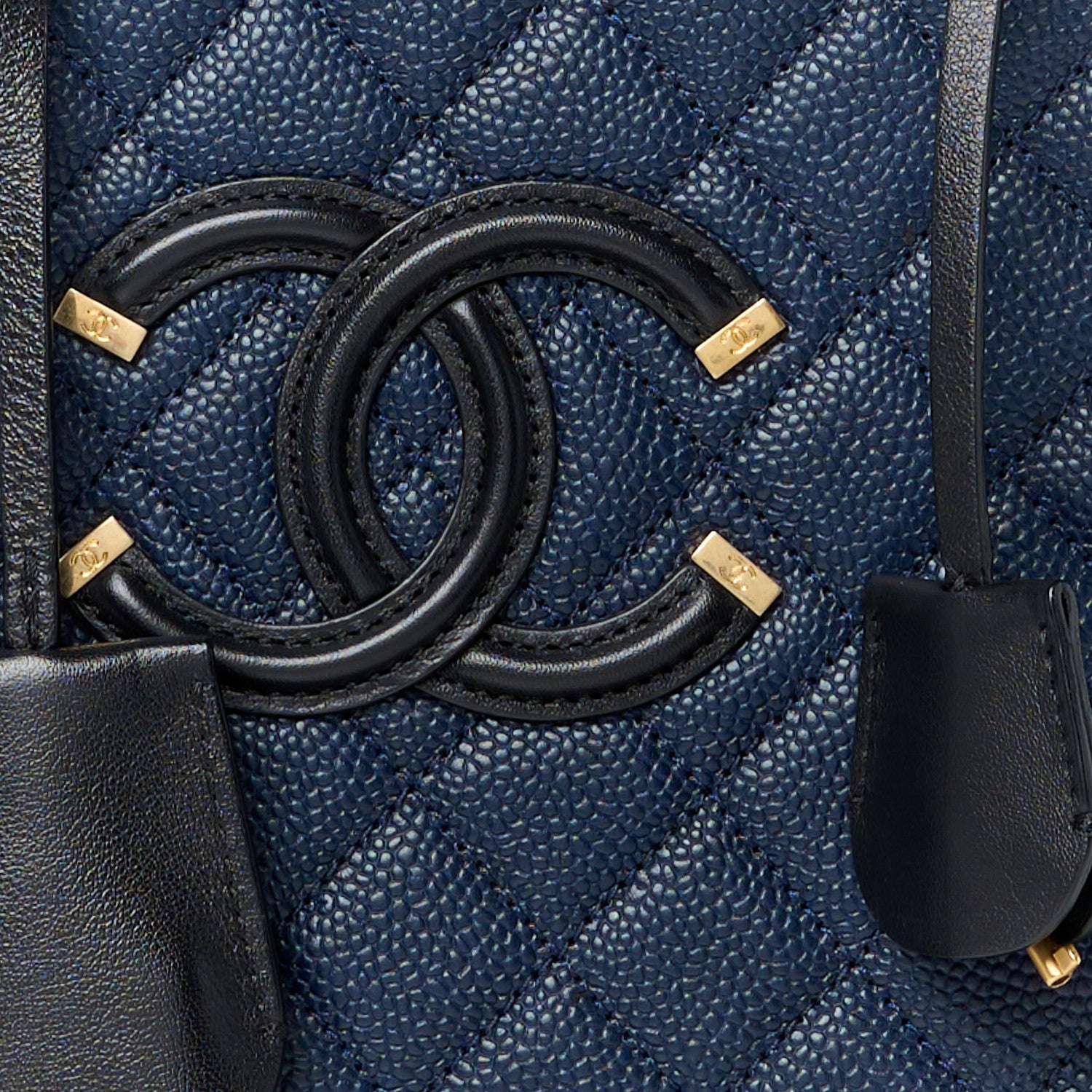 Chanel Caviar Quilted Large CC Filigree Vanity Case Navy Black 10 of 12