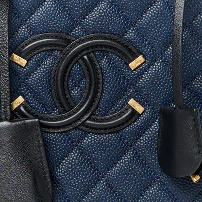 Chanel Caviar Quilted Large CC Filigree Vanity Case Navy Black 10 of 12