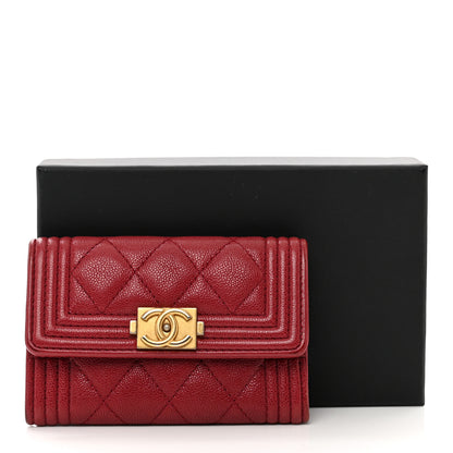 Chanel Caviar Quilted Boy Flap Card Holder Wallet Red 9 of 9