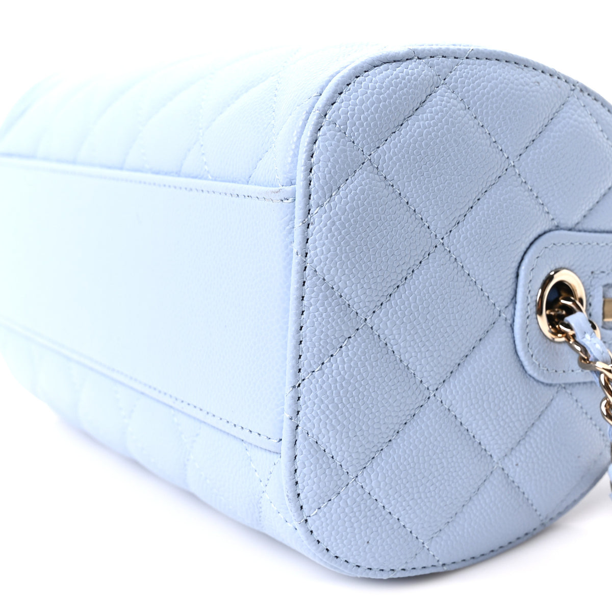 Chanel Caviar Quilted Barrel Clutch With Chain Light Blue 10 of 10