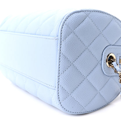 Chanel Caviar Quilted Barrel Clutch With Chain Light Blue 10 of 10