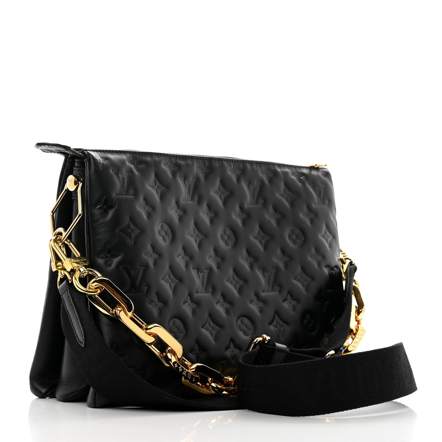 Louis Vuitton Lambskin Embossed Monogram Coussin MM Black 3 of 10