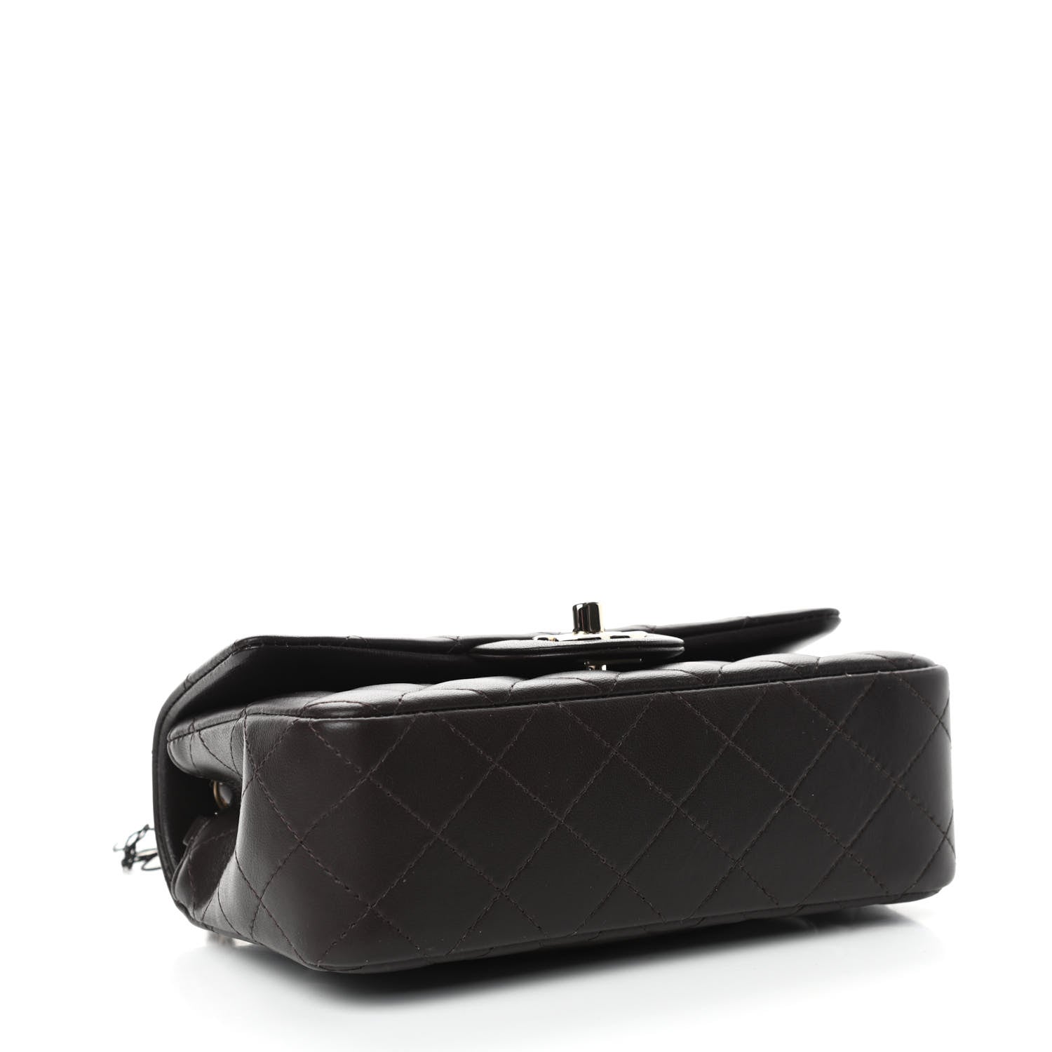 Chanel Lambskin Quilted Mini Rectangular Flap Dark Brown 4 of 11