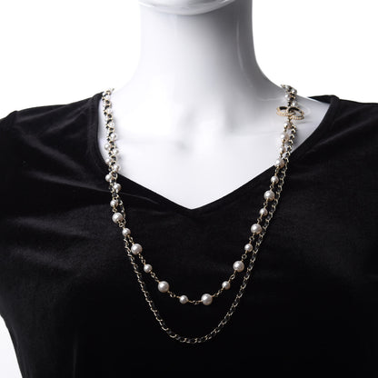 Chanel Lambskin Pearl CC Chain Multi Strand Necklace Black Gold 2 of 5