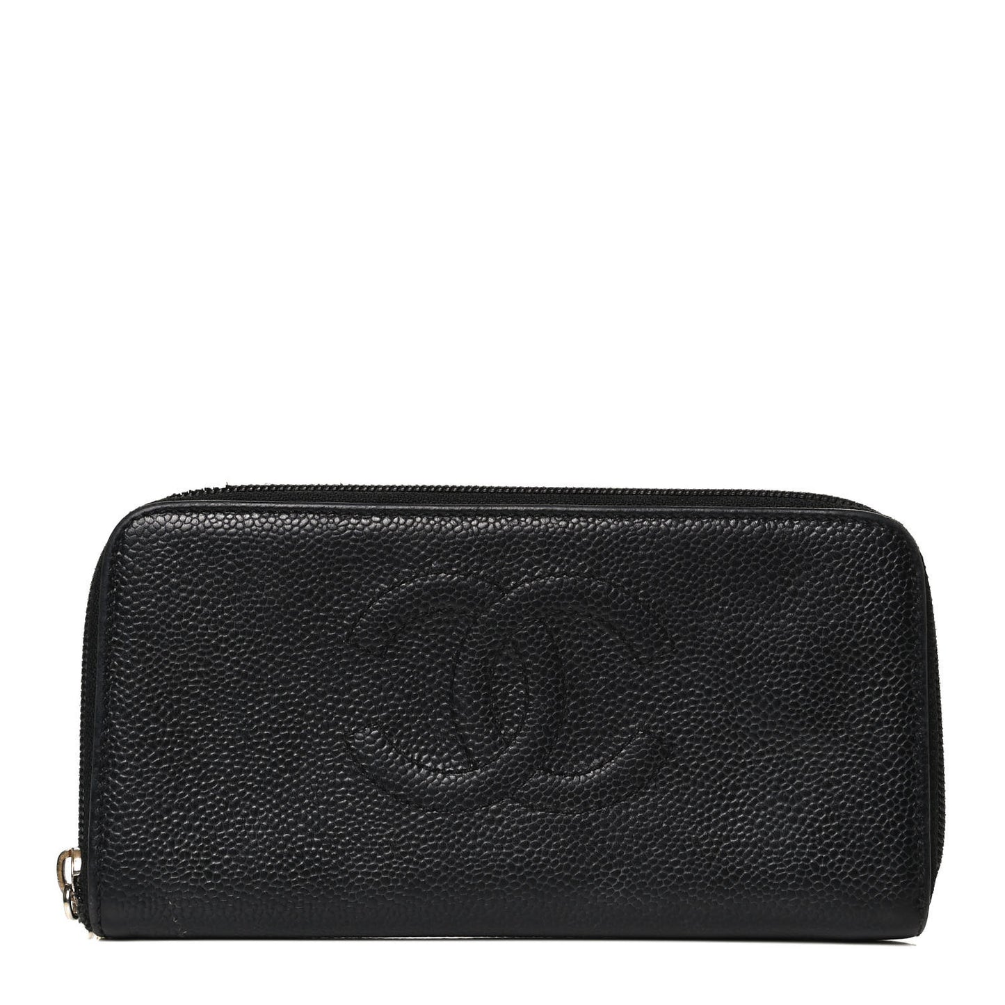 Caviar Large Timeless CC Zip Around Wallet Black