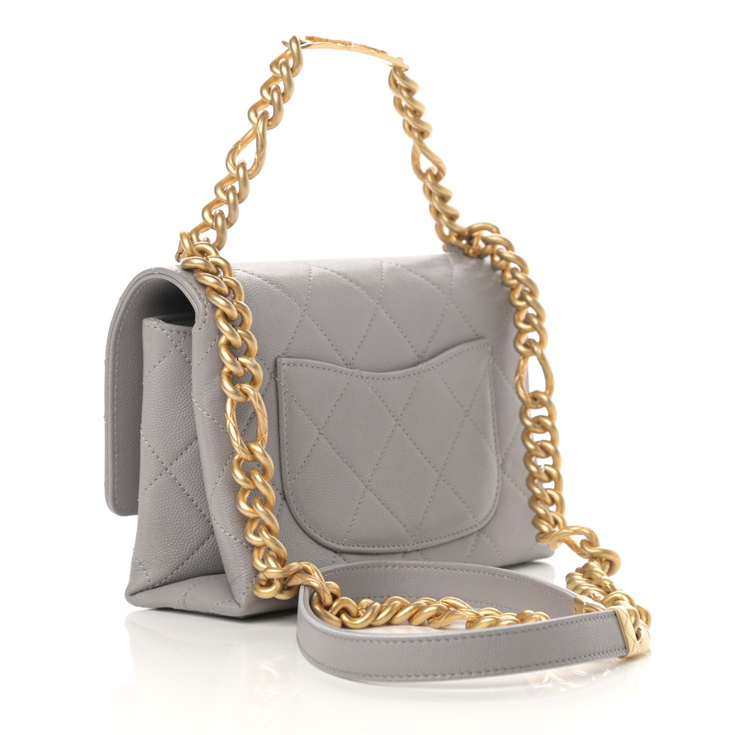 Chanel Caviar Quilted Mini Bracelet On Chain Flap Grey 3 of 10