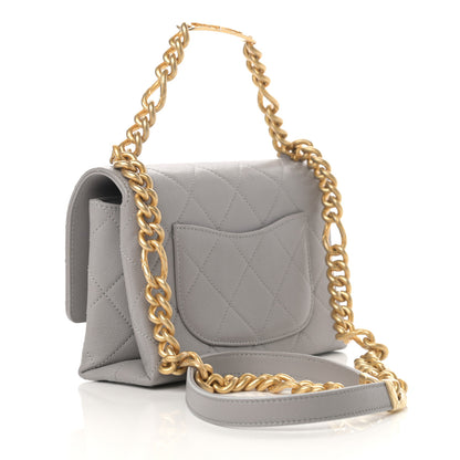 Chanel Caviar Quilted Mini Bracelet On Chain Flap Grey 3 of 10