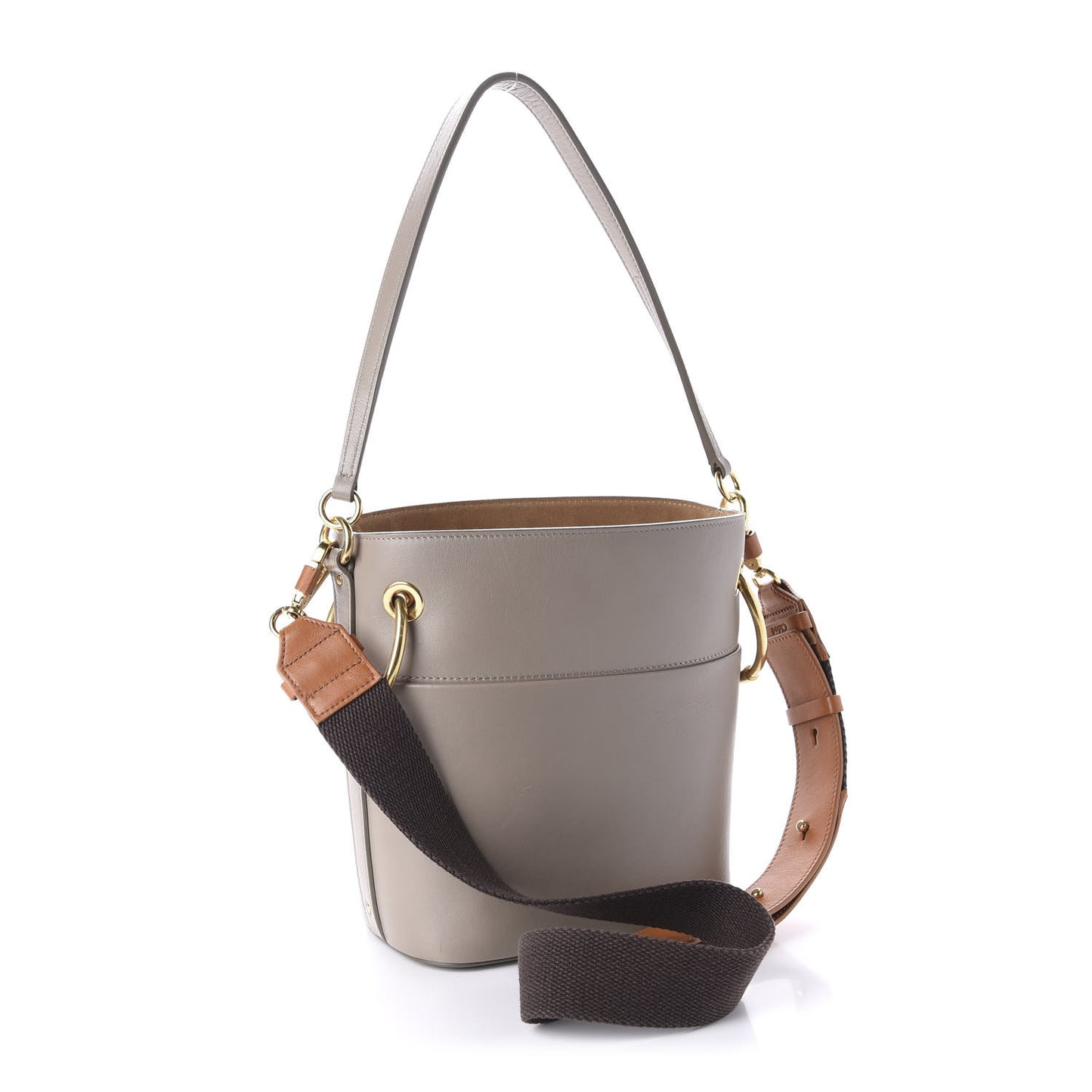 Smooth Calfskin Small Roy Bucket Bag Motty Grey