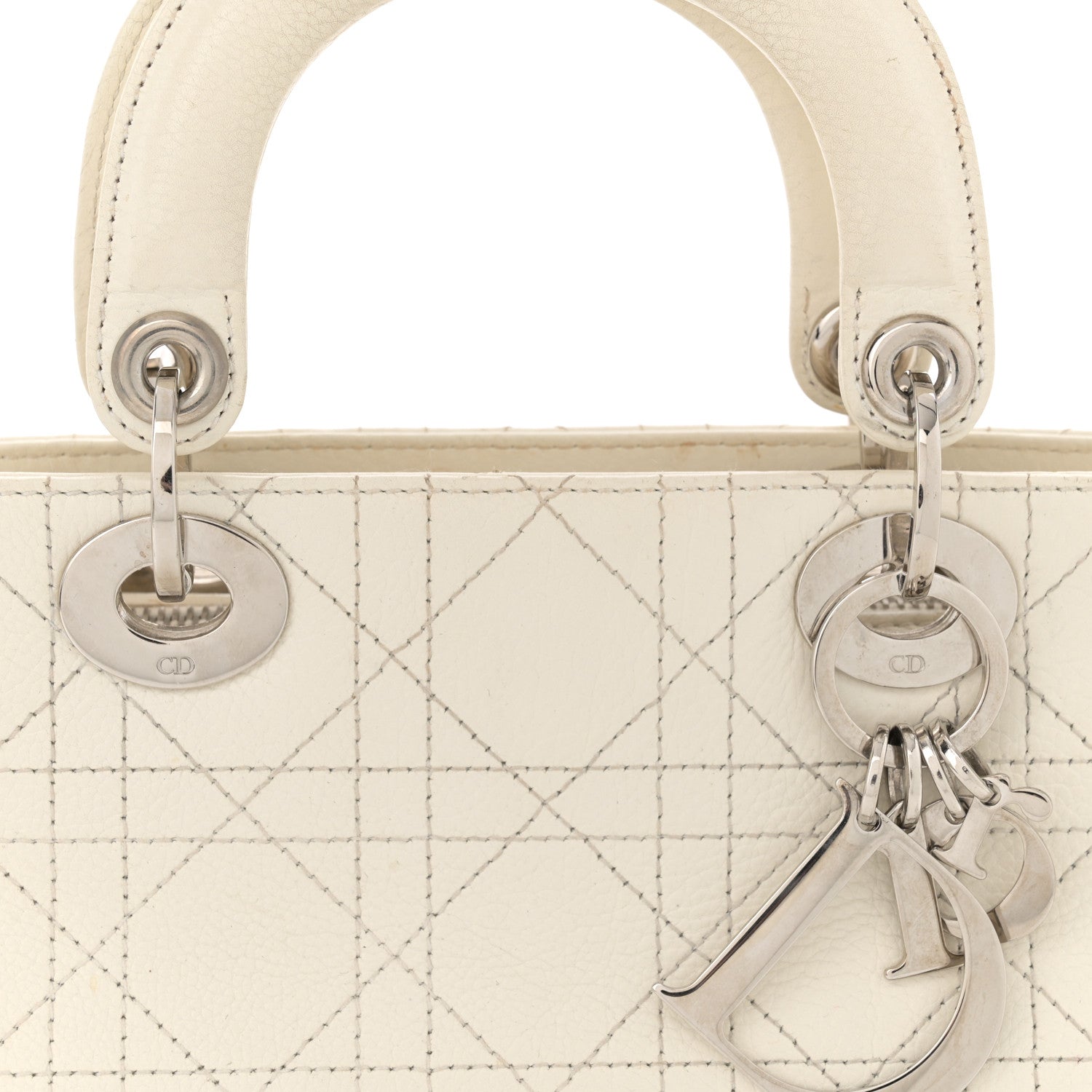 Christian Dior Calfskin Cannage Stitched Small East West Lady Dior White 8 of 16