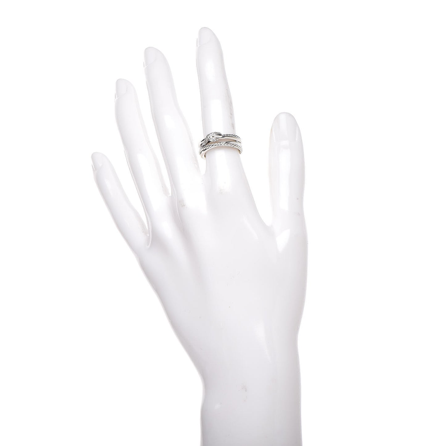 Sterling Silver Diamond X Crossover Ring 49 4.75