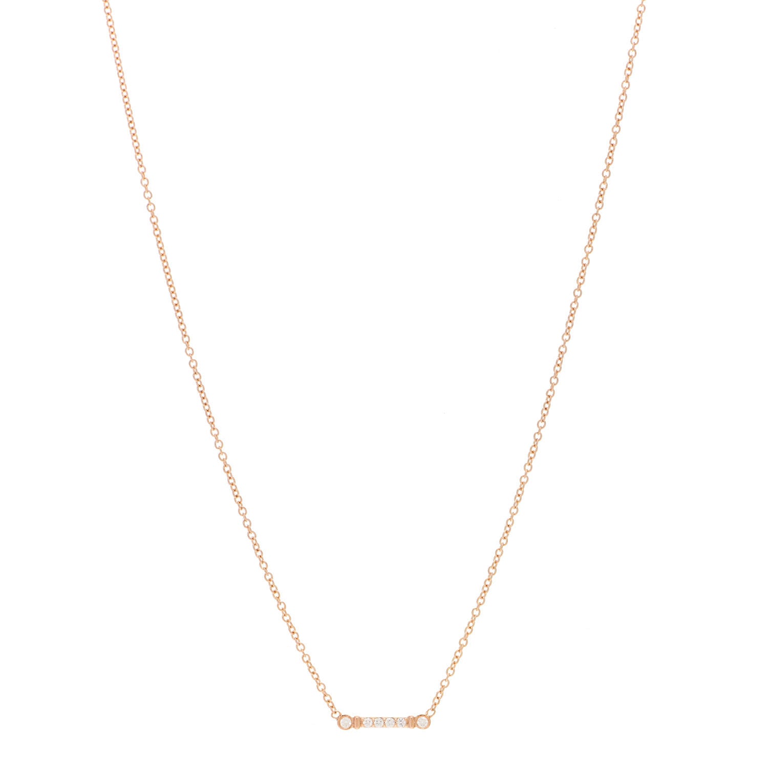 Tiffany 18K Rose Gold Diamond Fleur de Lis Key Bar Pendant Necklace 1 of 4
