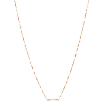 Tiffany 18K Rose Gold Diamond Fleur de Lis Key Bar Pendant Necklace 1 of 4
