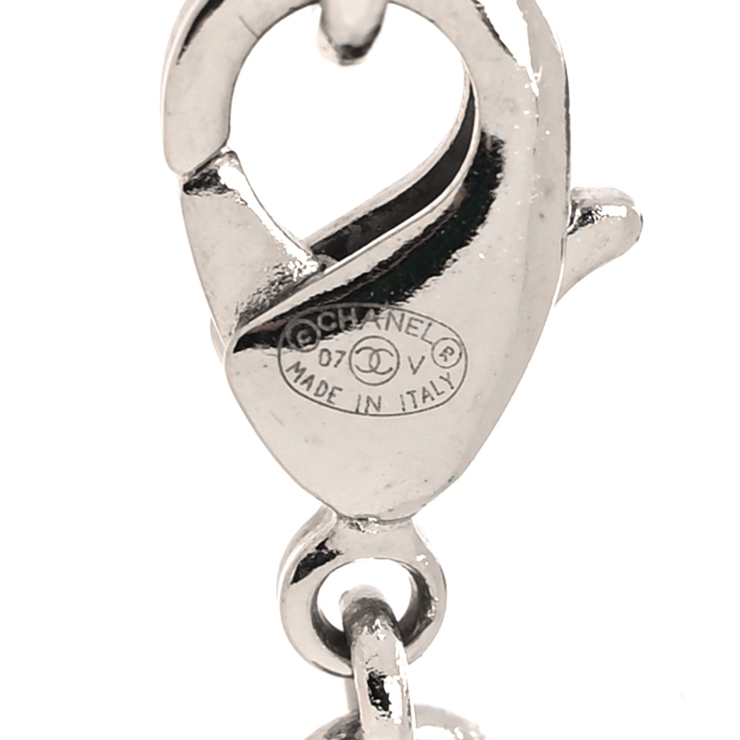 Chanel Crystal CC Pendant Necklace Silver 5 of 5