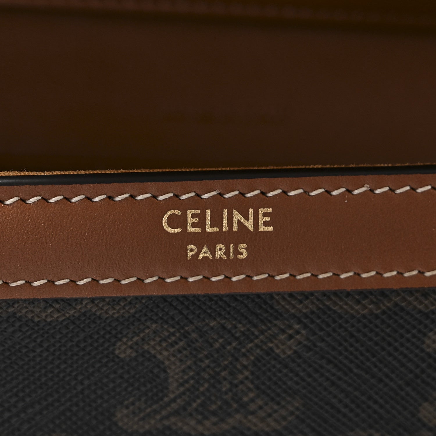Celine Triomphe Canvas Calfskin Margo Wallet on Chain Tan 6 of 10