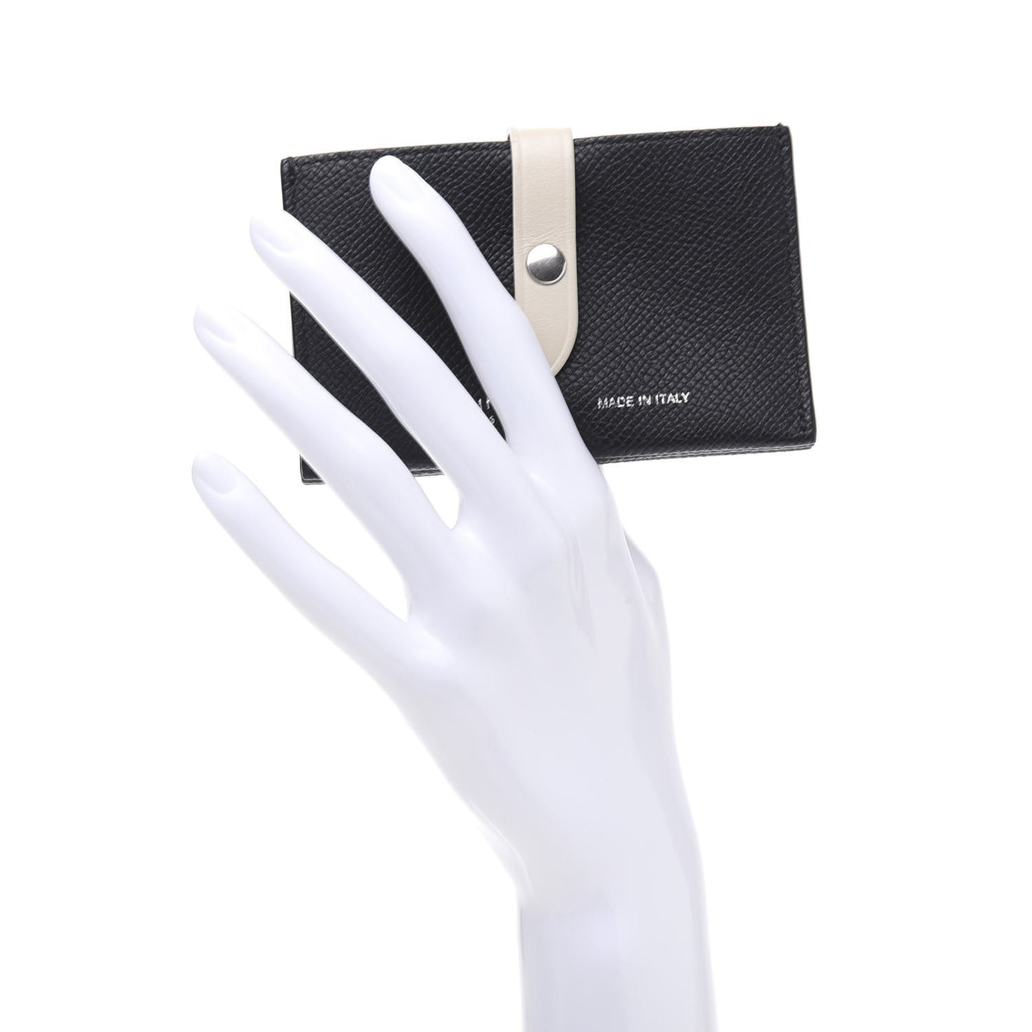 Grained Shiny Calfskin Accordion Card Holder Black Chalk