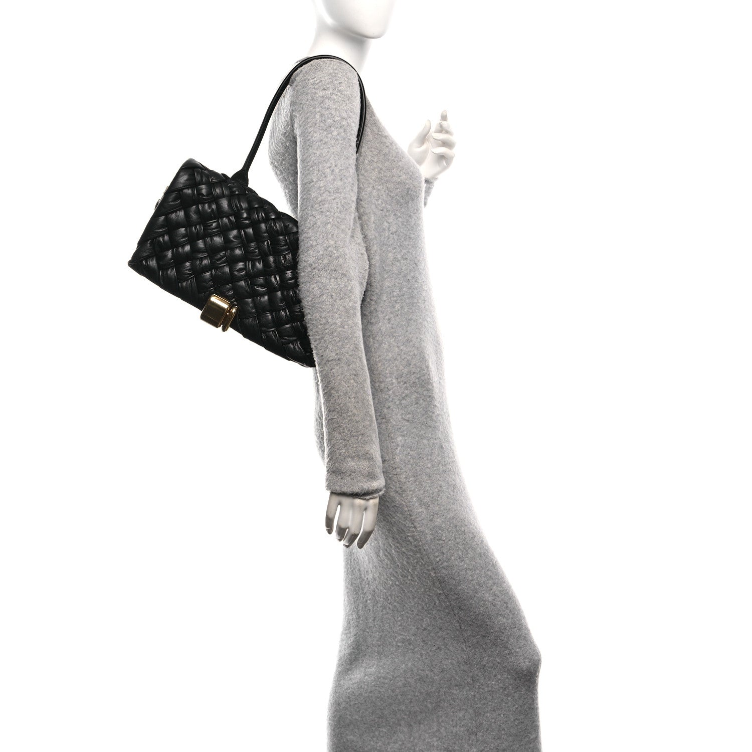 Bottega Veneta Calfskin Intreccio Rumple Desiree Shoulder Bag Black 2 of 12