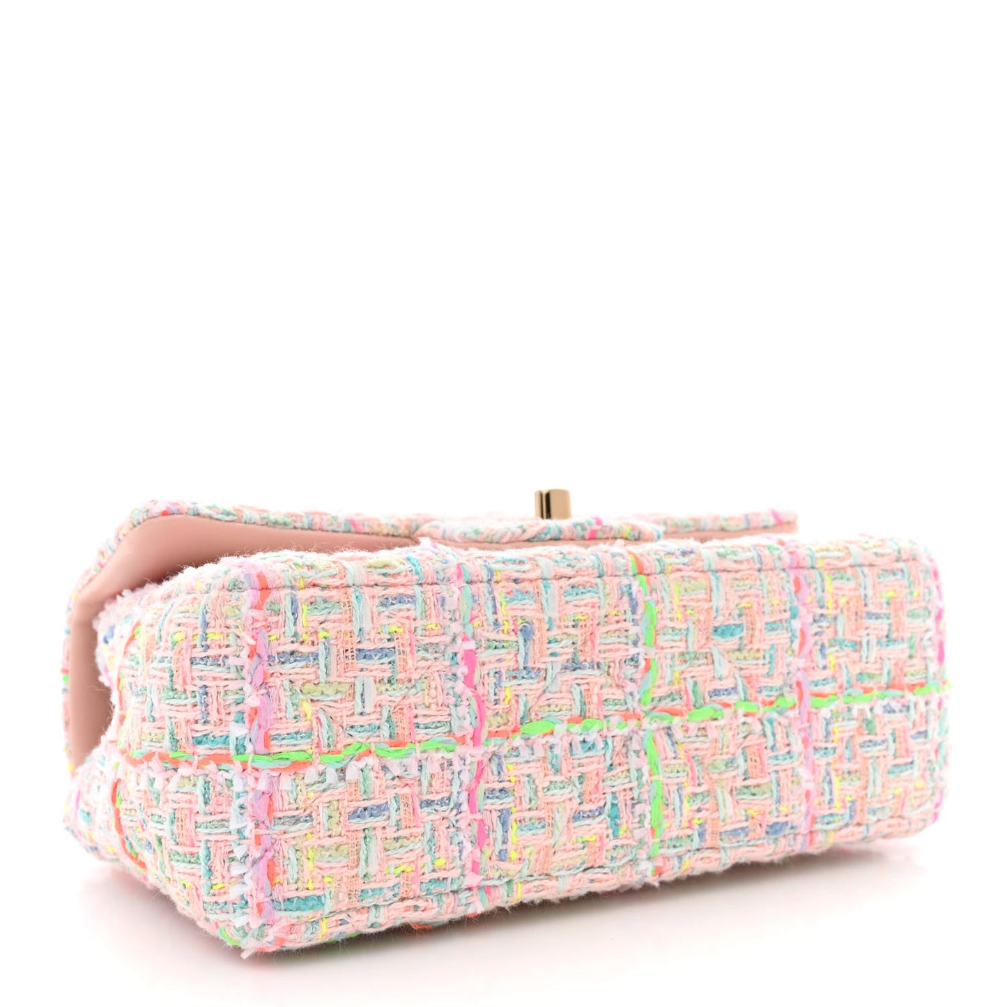 Tweed Quilted Mini Rectangular Flap Pink Green Orange Purple