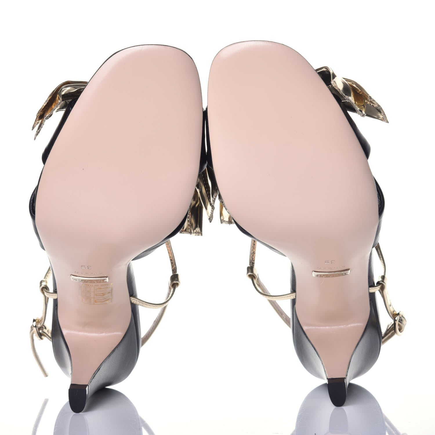 Gucci Nappa Metallic Bow Daphne High Heel Sandals 39 Black Platino 5 of 9