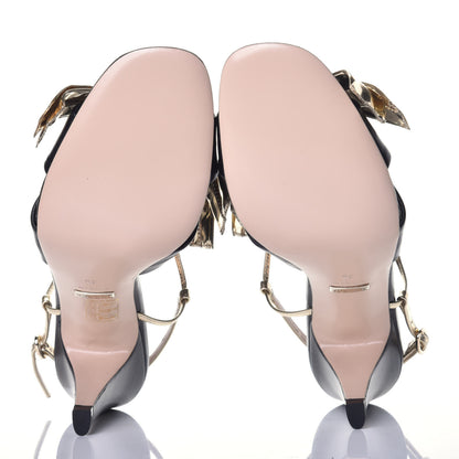 Gucci Nappa Metallic Bow Daphne High Heel Sandals 39 Black Platino 5 of 9