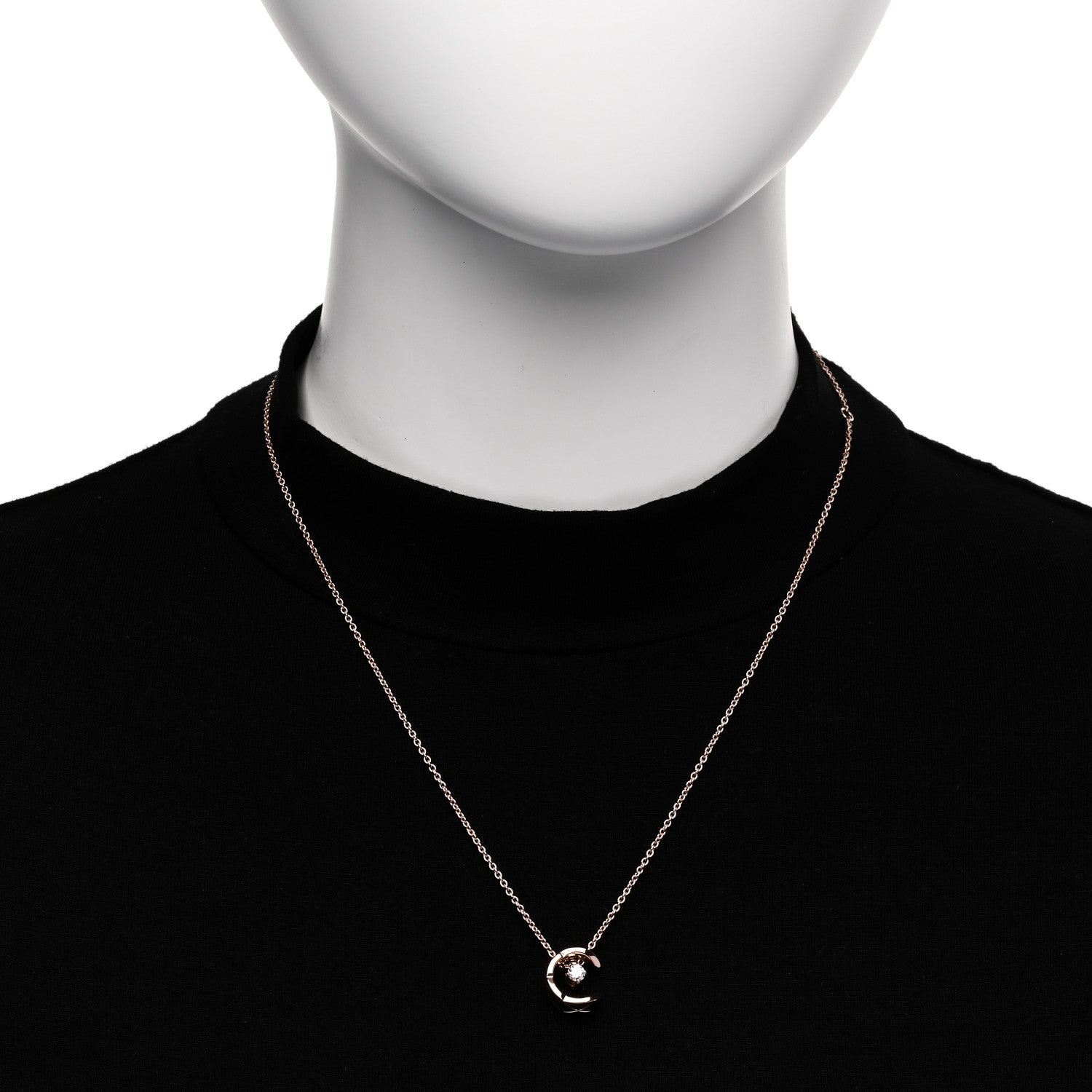 Chanel 18K Beige Gold Diamond Coco Crush C Necklace 2 of 6