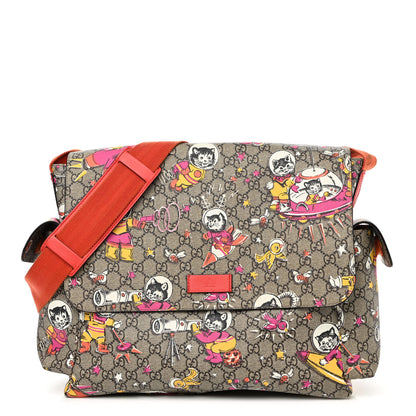 Gucci GG Supreme Monogram Space Cats Diaper Bag Orange 1 of 14