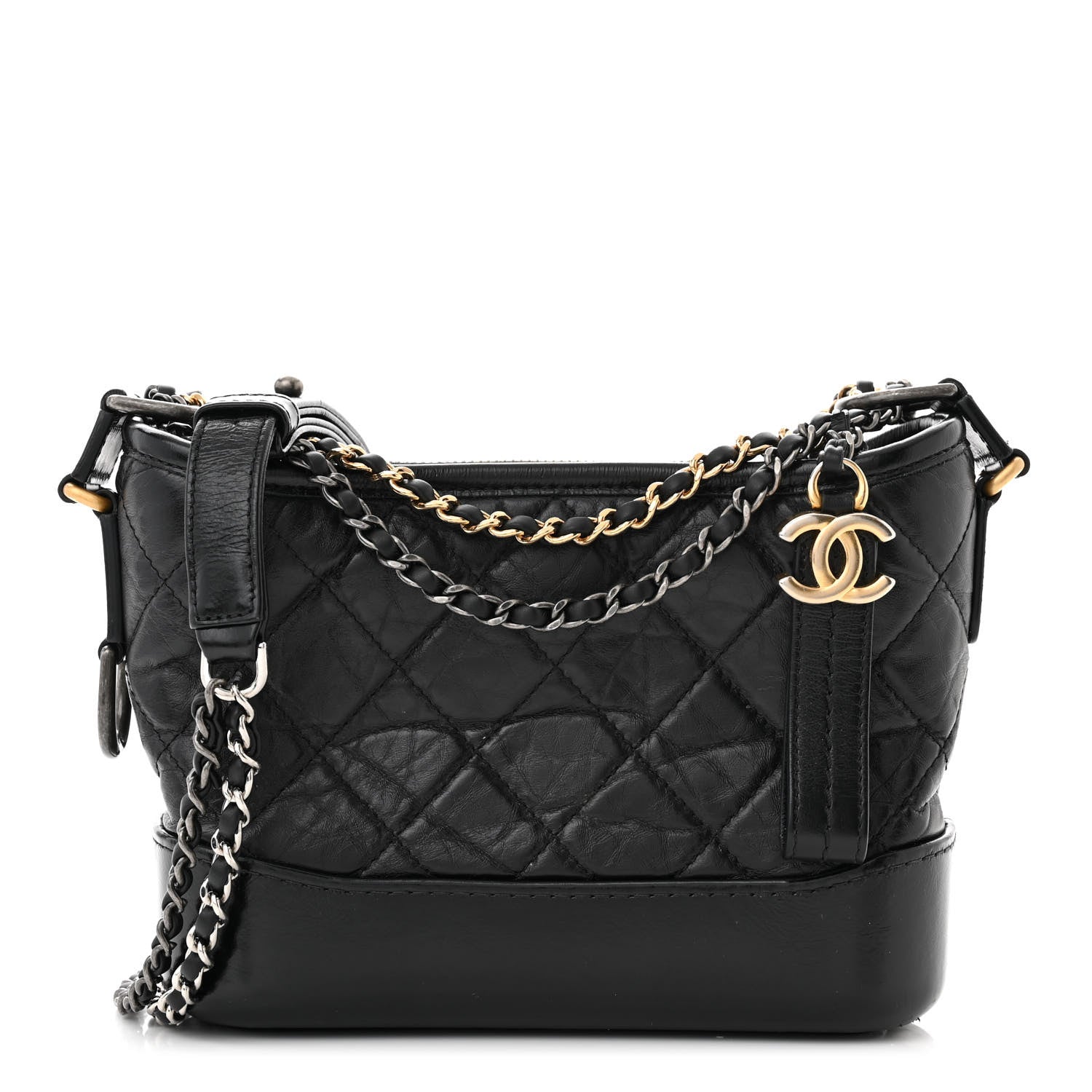 Chanel Aged Calfskin Quilted Small Gabrielle Hobo Black 1 of 12