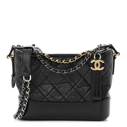 Chanel Aged Calfskin Quilted Small Gabrielle Hobo Black 1 of 12