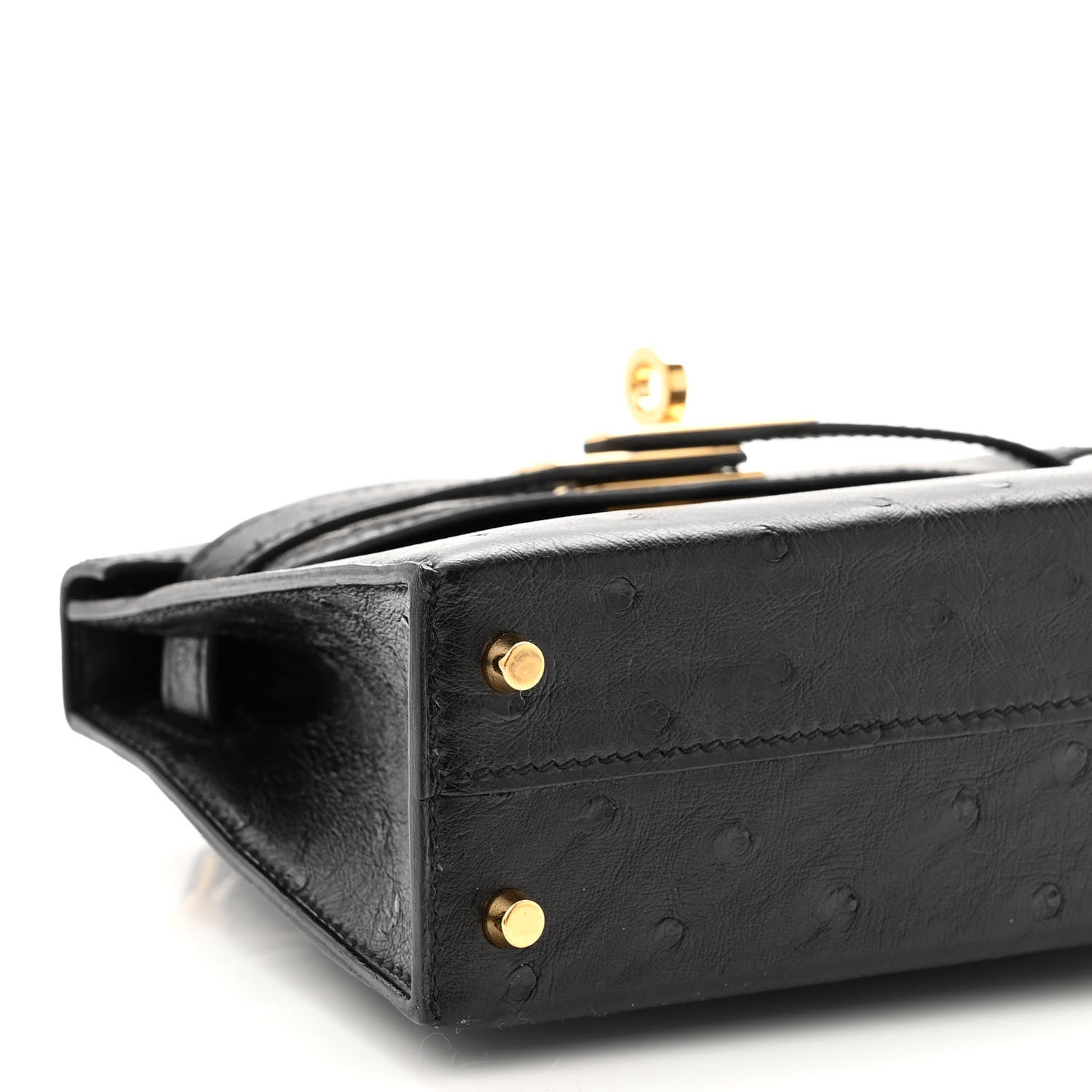 Hermes Ostrich Kelly Sellier Mini 20 Black 9 of 11