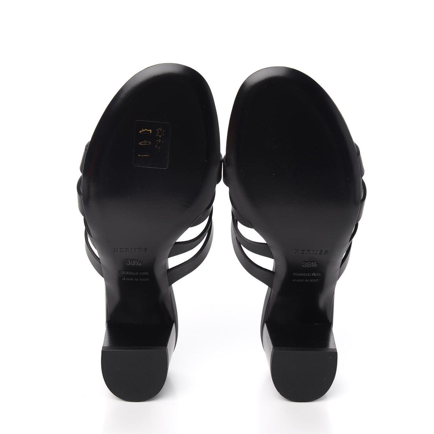 Calfskin Epsom Amica Sandals 38.5 Black